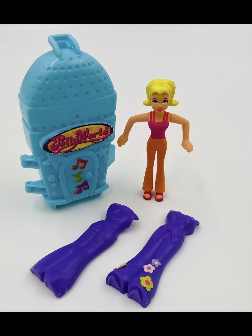 Blue Carry Case Playset with Blonde Doll and Purple Outfits